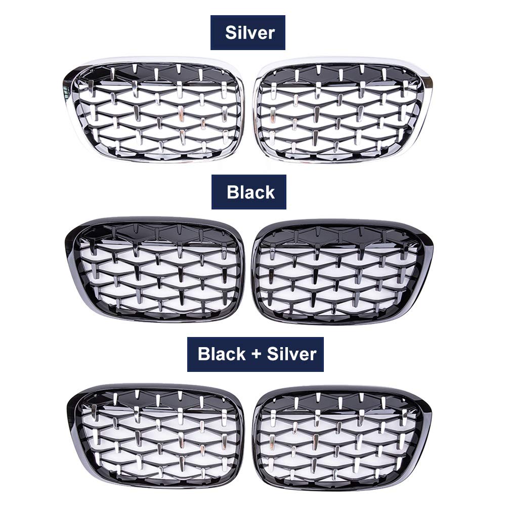 Geetha samochód diamentowy przedni grill wyścigowy, dla BMW, X1 F48 F49 2016 2017 2018 2019 grille w stylu Meteor części samochodowe do stylizacji