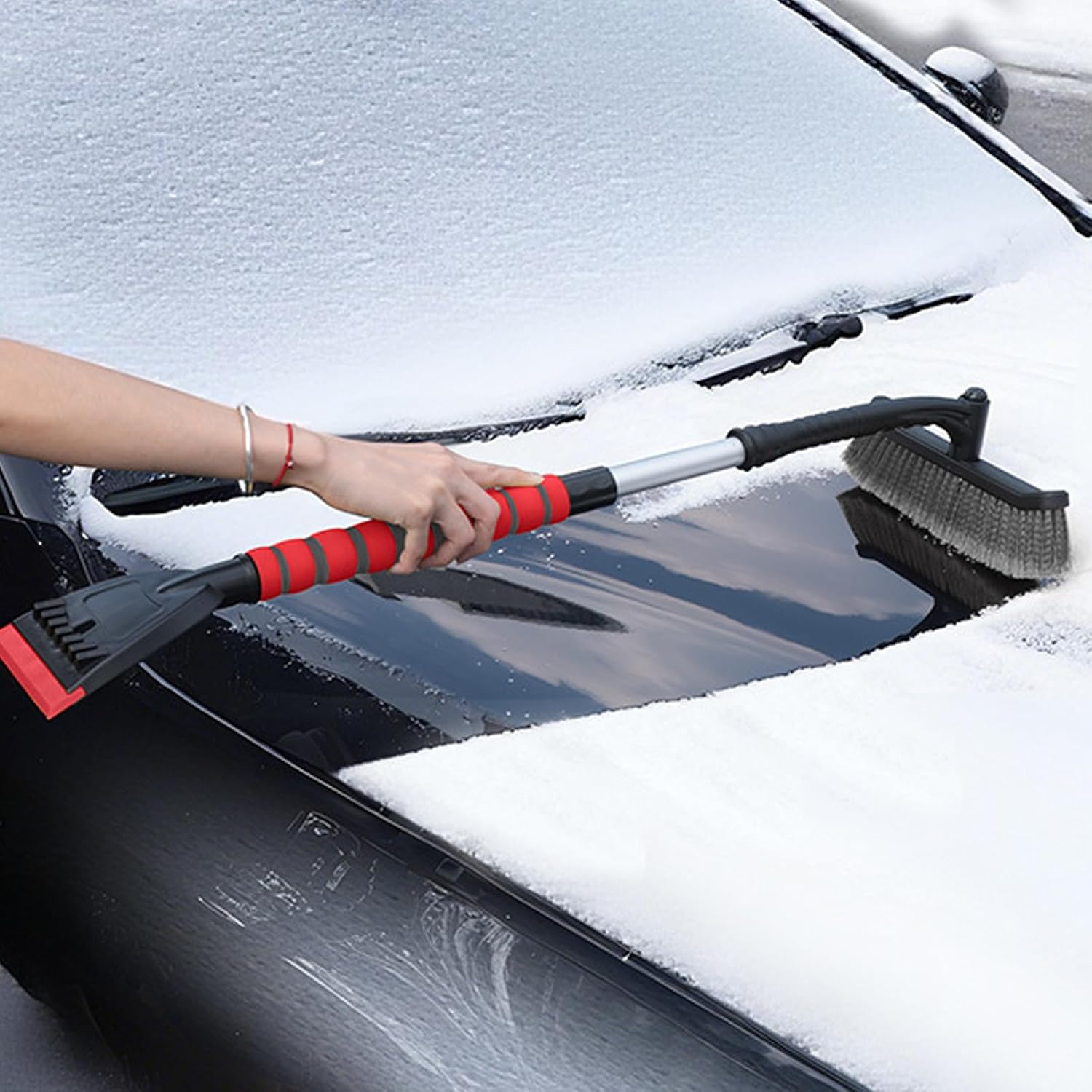 Upgrades Ice Scraper Tool with Anti Slip Grip Detachable Structure for Auto Motorcycle & Home Use Cold Weather Windshield Snow Scraper