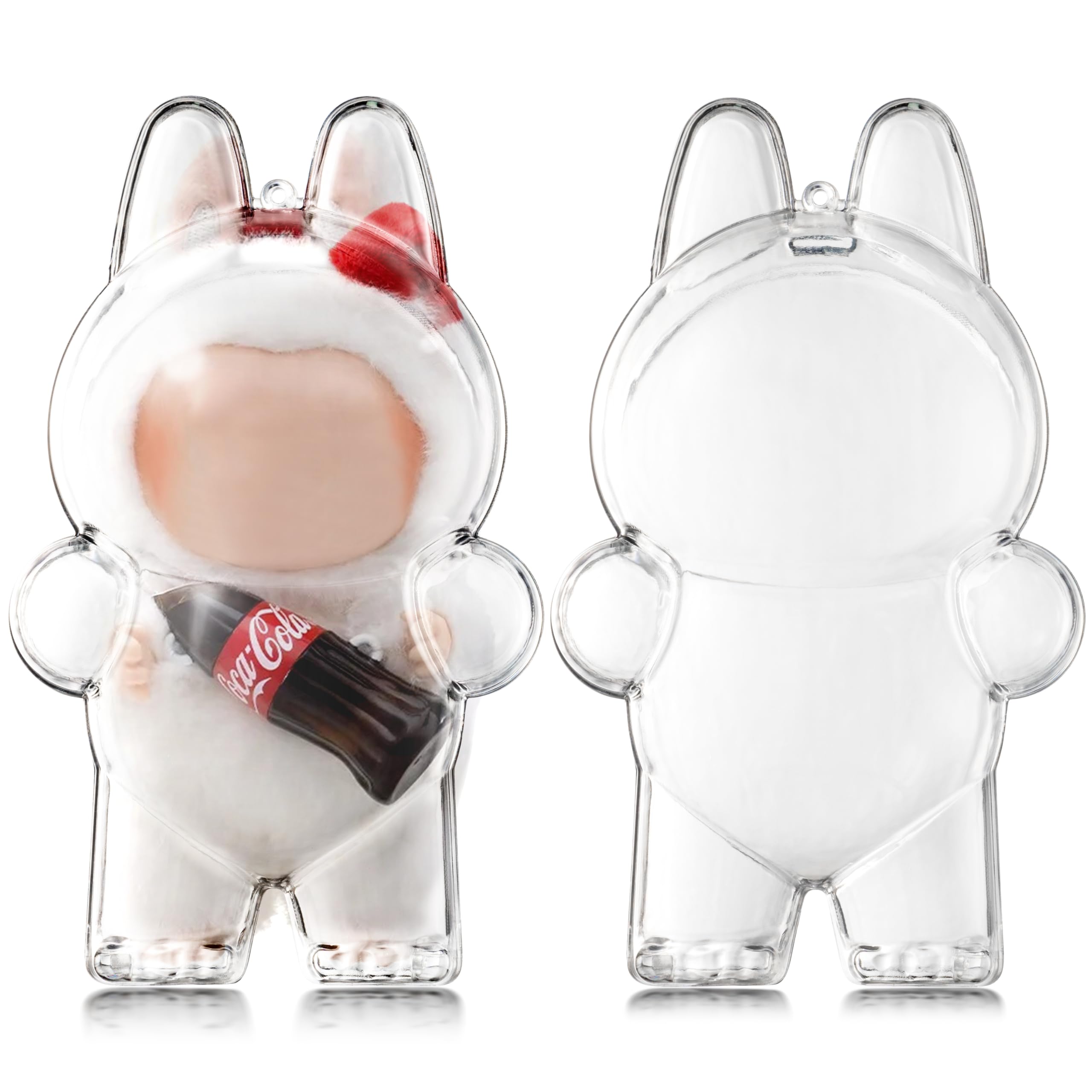 GerdfeiTawtab Clear Bag Keychain for LABUBU Plush Doll, Clear Doll Display Protective Cover, Hanging Figure Transparent Acrylic Case Storage Box for Fans Collector (Cola Stand)