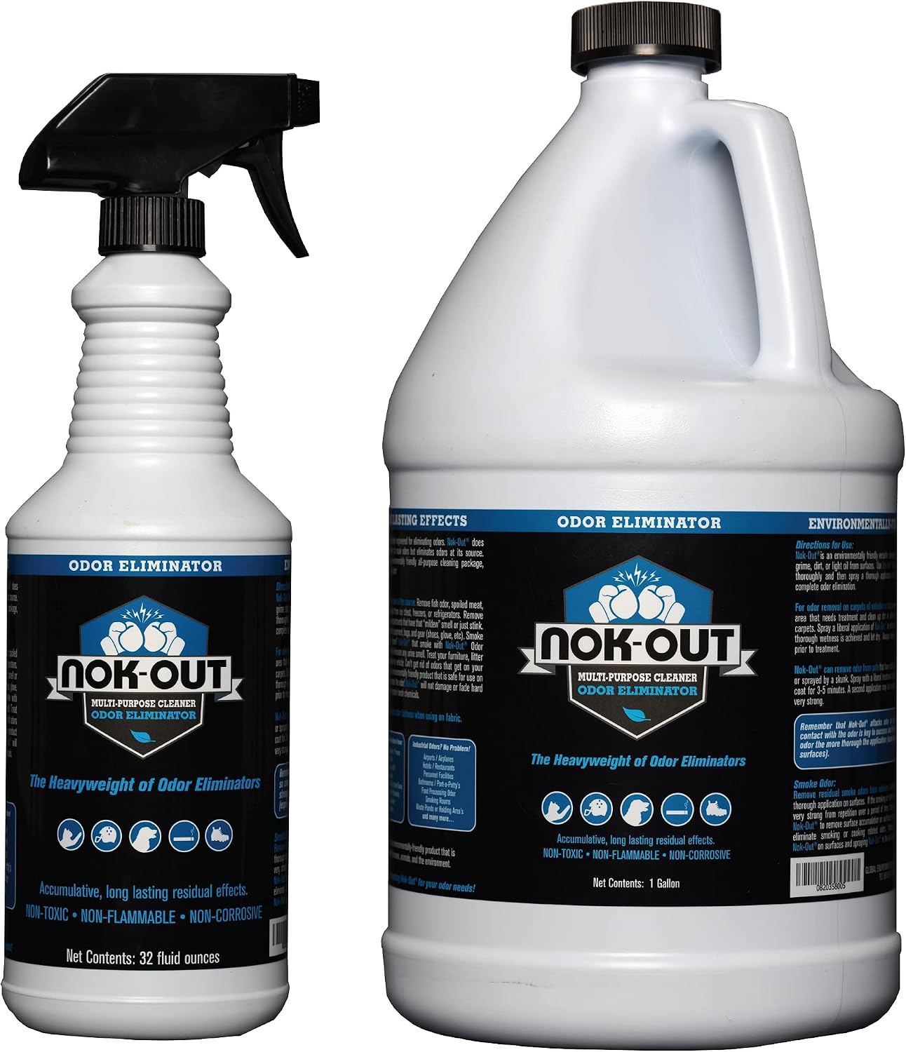 NOK OUT Odor Remover, Pet Deodorizer and Cleaning Spray, Made in the USA, 32 Fluid Ounce Spray and 1 Gallon Set