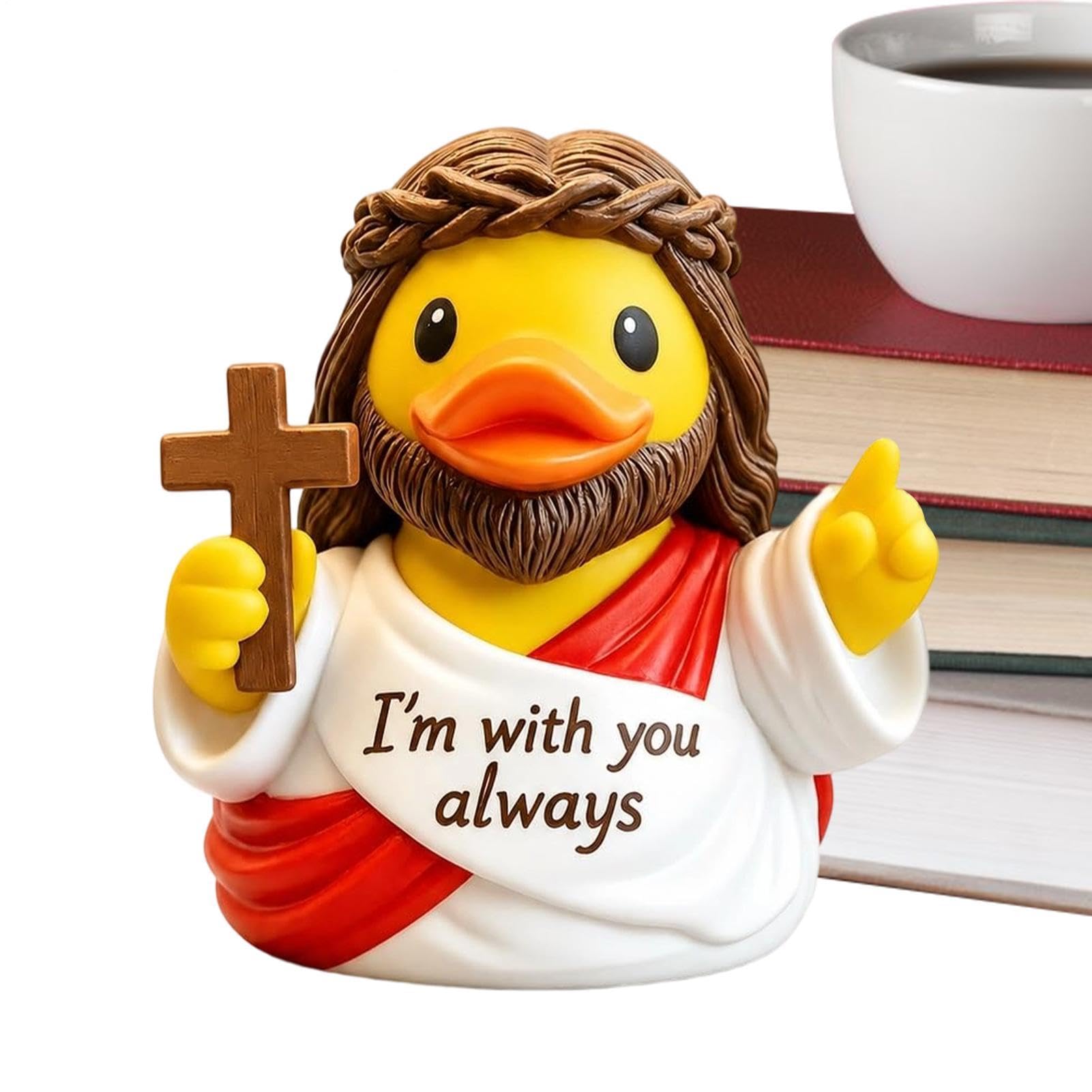 Petite décoration religieuse et statue de canard de Jésus pour prière chrétienne