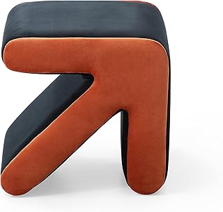 Modern Velvet Ottoman Sofa Stool, Arrow Design Multifaceted Kids Footstool Upholstered Coffee Stool Shoe Stool Bench Table Chair for Living Room Bedroom,Black+Orange