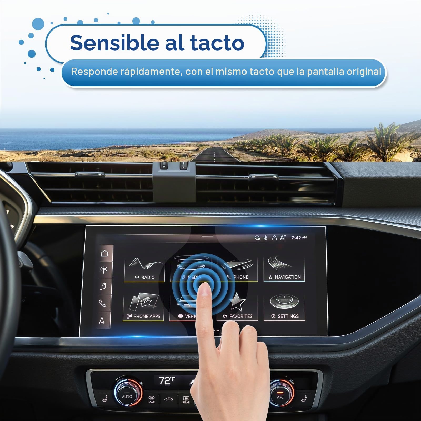 2 Piezas Protectores de Pantalla Compatible con Audi Q3 F3 2019-2024, Película Protectora de Pantalla de Vidrio Templado 9H Anti-raspado para Navegación y Salpicadero (8.8"+10.25")