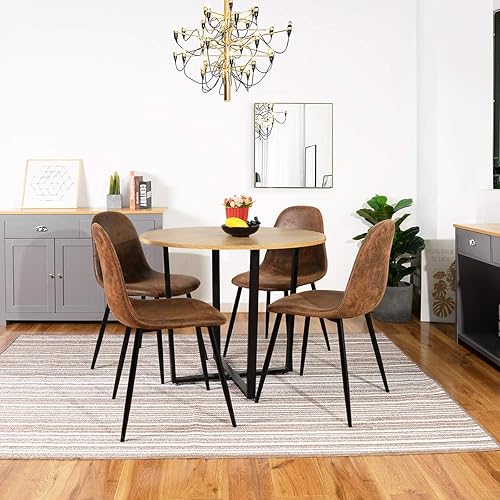 Miniatura 10 de Homy Casa Juego de 4 Sillas de Comedor, Estilo Moderno de Mediados de Siglo, Sillas Laterales de Comedor Sillas de Acento con Patas de Metal Negro,