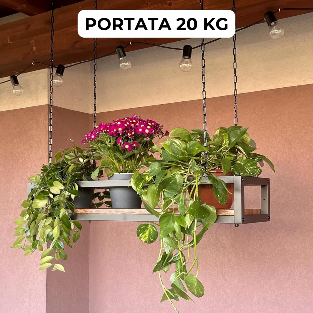 FLOWERS plafond hangende plank BRUIN lengte 115 cm met kettingen voor verticale tuin bloemen van Yelloo