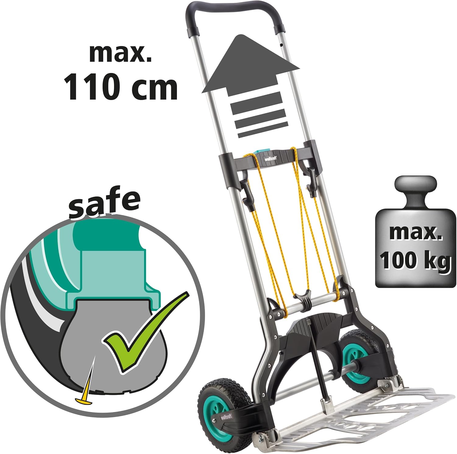 wolfcraft TS 850 Offroad Transport System I 5503000 I The Robust Hand Truck for Gardens and Outdoor Terrain - 100 kg Load Capacity - Made in Europe