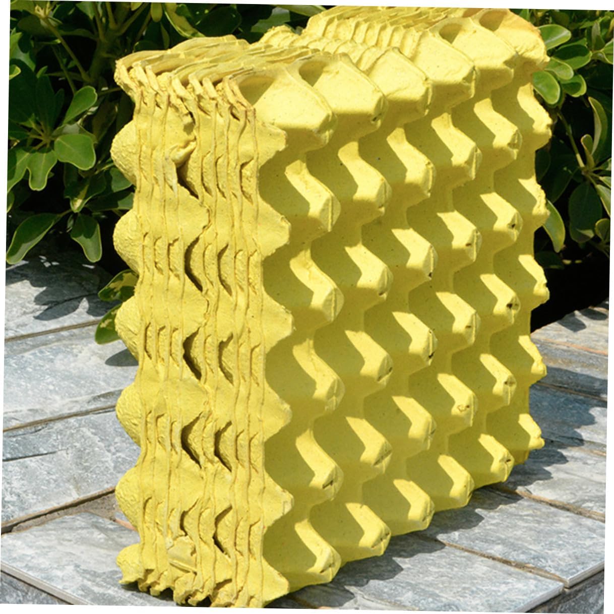UKCOCO 10 Pcs Household Egg Storage Trays Yellow Pulp Paper Egg Rack Holder for Refrigerator Space-saving Suitable
