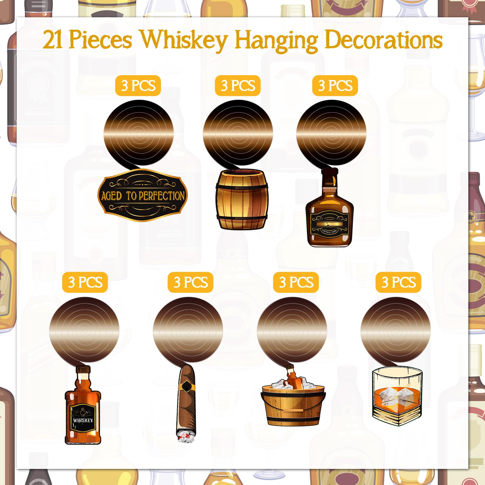 Dekoracje na przyjęcia urodzinowe w whisky, dla mężczyzn, w wieku do perfekcji, artykuły imprezowe, na whisky, wiszące wiry, piwo, dekoracje imprezowe na 30. 40. 50. urodziny, dekoracje