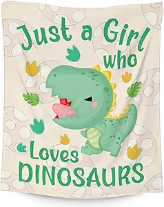 Dinosaur Blanket Gifts - 50"x60" Cute Throw for Girls - Green Soft Fuzzy Blankets for Bed, Couch & Living Room