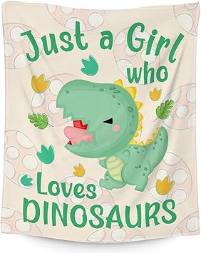 Dinosaur Blanket Gifts - 50"x60" Cute Throw for Girls - Green Soft Fuzzy Blankets for Bed, Couch & Living Room