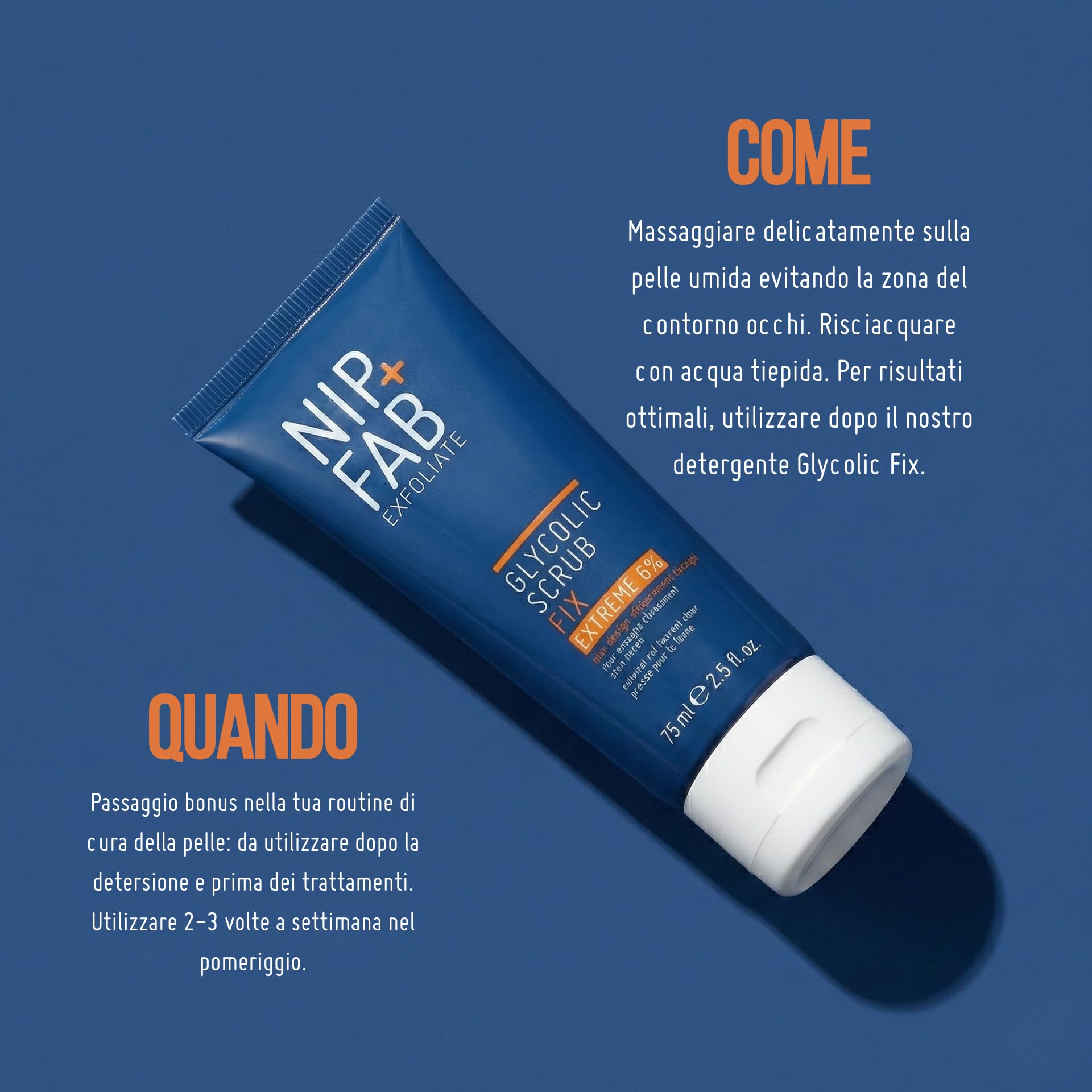 Nip + Fab Glycolic Fix Scrub Estremo – Peeling Viso con 6% Acido Glicolico – Peeling 3-in-1 AHA/BHA per Minimizzare i Pori e Levigare la Pelle, 75 ml
