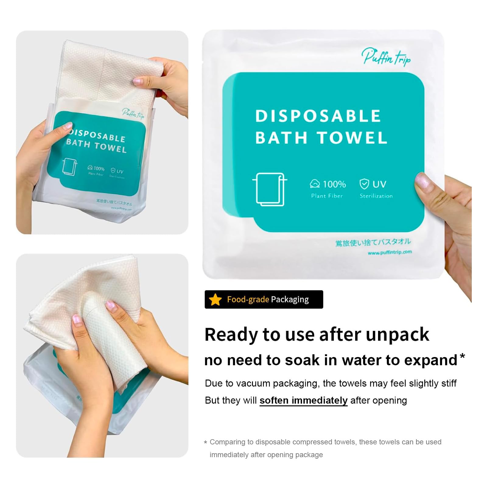 4 Pack Disposable Bath Towels Durable Large Portable Thicken Camping Towels for Travel Hotel Business Trip Swimming Pet Towels Sauna Spa Hot Spring Water Play 55''X27.5'' - Image 2