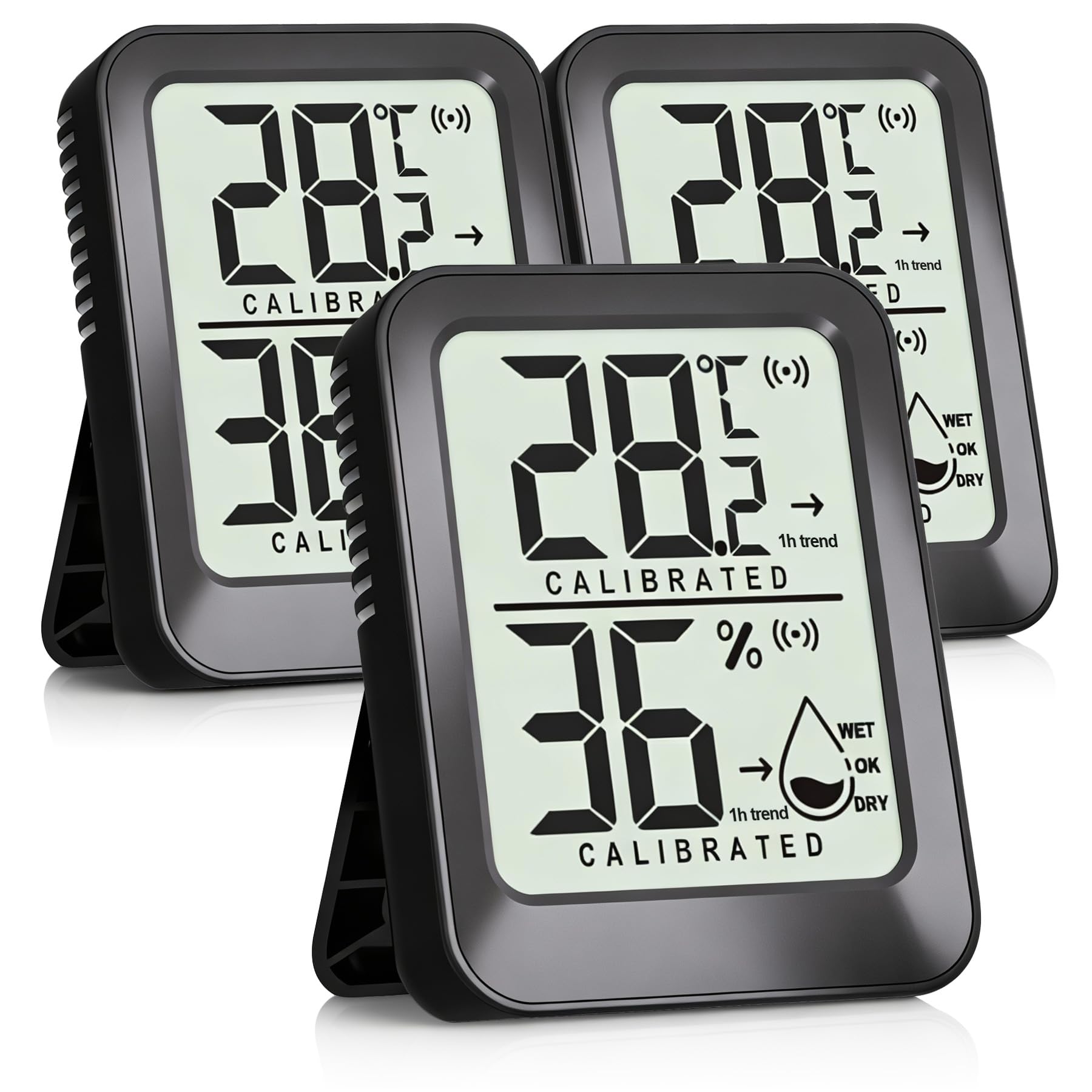 AyayaBoss 3-Pack Room Thermometer Indoor Hygrometer for Home, Digital Sensor Mini Humidity Meter, Temperature Humidity Gauge Monitor for Bedroom, Pet, Plant - Battery Included