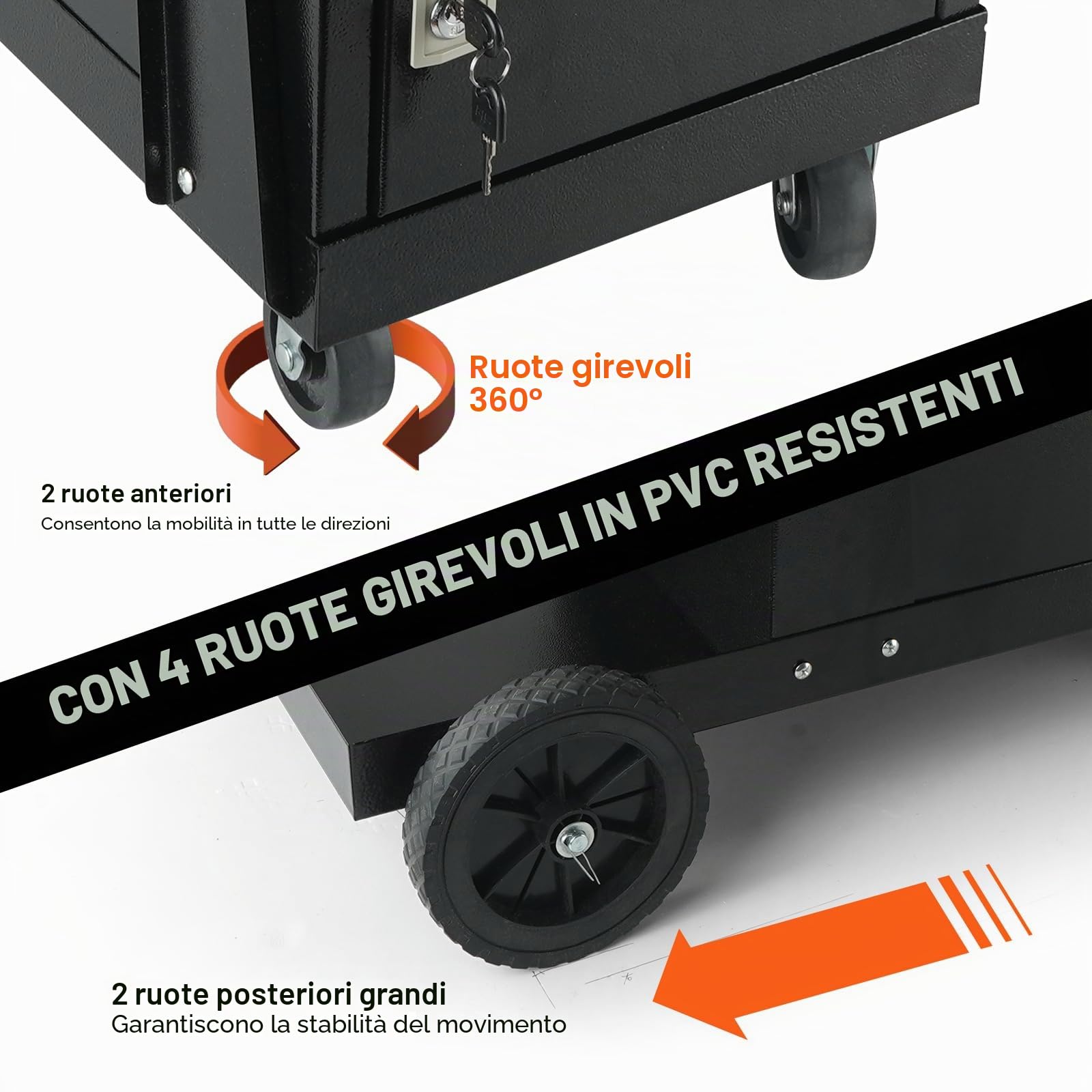 VEVOR Carrello per Saldatura 2 Ripiani con Armadio Serratura Antifurto Mensola per Trasporto Saldatrice con Ruote Carico Massimo 80-120 kg Carrello Ideale per Attrezzatura di Saldatura MIG TIG ARC MMA