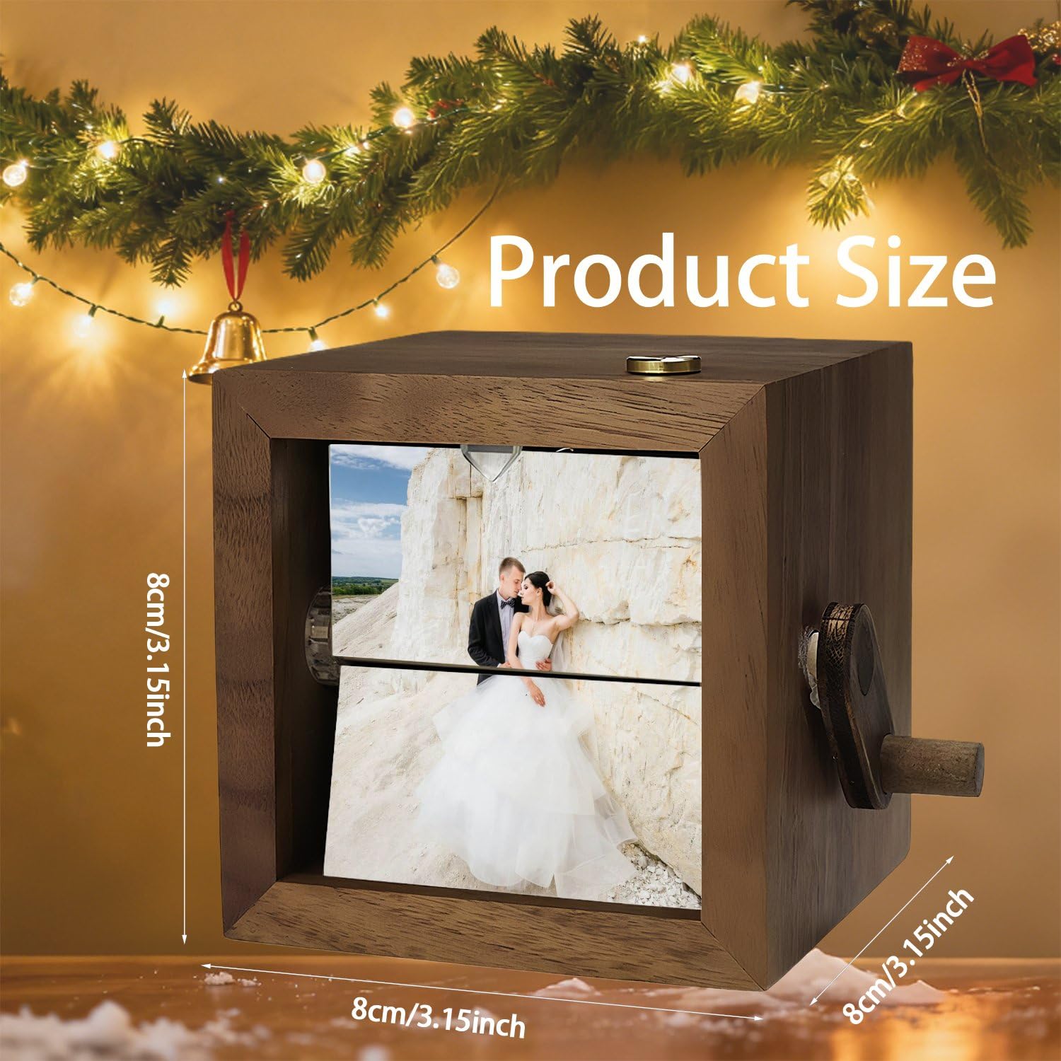 Caja de recuerdos cinematográfica creativa personalizada con luz, caja de memoria personalizada con manivela personalizada, caja de amor de aniversario personalizada hecha a mano