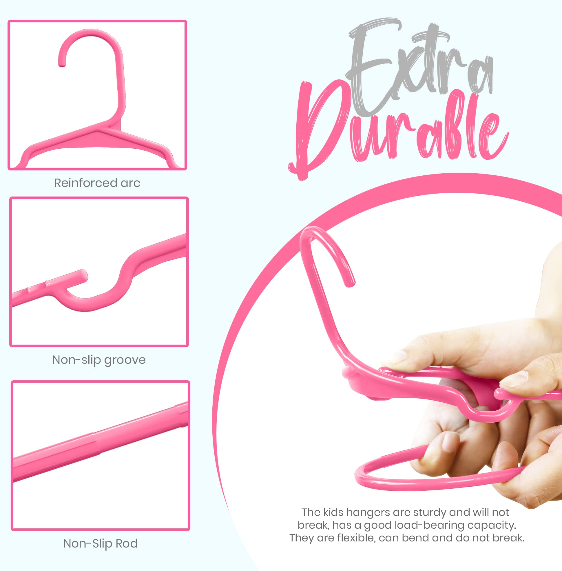 Utopia Home Appendiabiti per Bambini e Neonati, Pack di 40 – Grucce Sottili, Durevoli e Salvaspazio per Armadio e Cameretta, Perfette per Cappotti, Giacche e Vestiti, Rosa