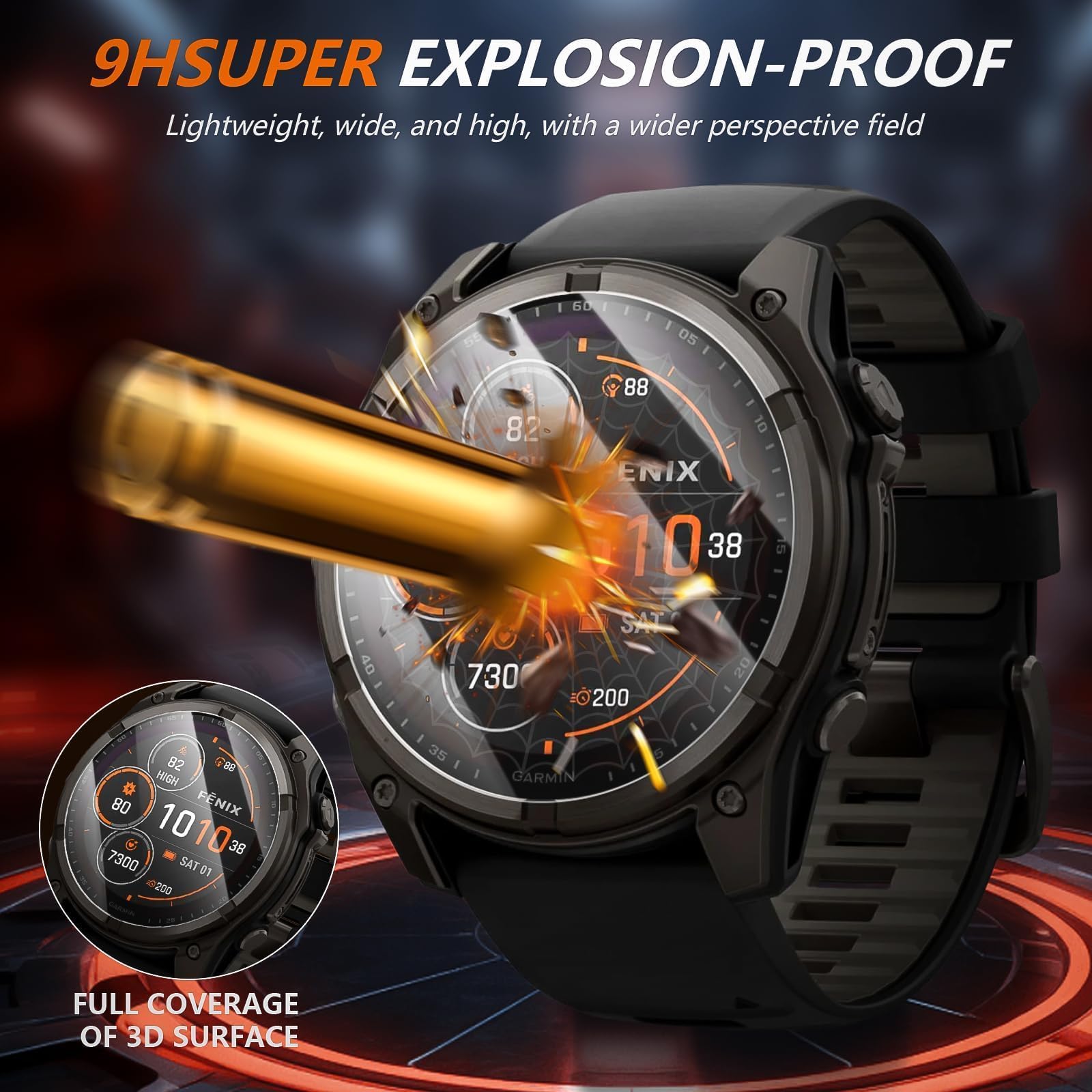 Diruite 4 Sztuki Ochraniacz Ekranu do Garmin Fenix ​8 51 mm/Fenix 8 Pro AMOLED 51mm/Fenix ​​7X/​​Solar/Sapphire Solar,HD Szkło Hartowane Folia Ochronna