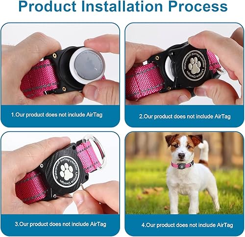 Miniatura 17 de Airtag - Collar para perro, collar de nailon con soporte impermeable para AirTag, collar luminoso reflectante ajustable para mascotas para perros