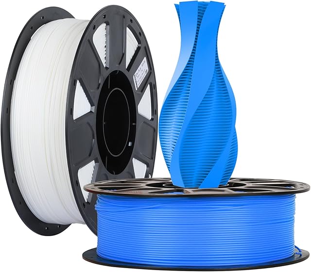 Creality PLA Filament 1.75mm PLA 3D Printer Filament, 2kg Cardboard Spool (4.4lbs), Dimensional Accuracy +/- 0.03mm, Fit Most FDM Printer (1kg White+1kg Blue)