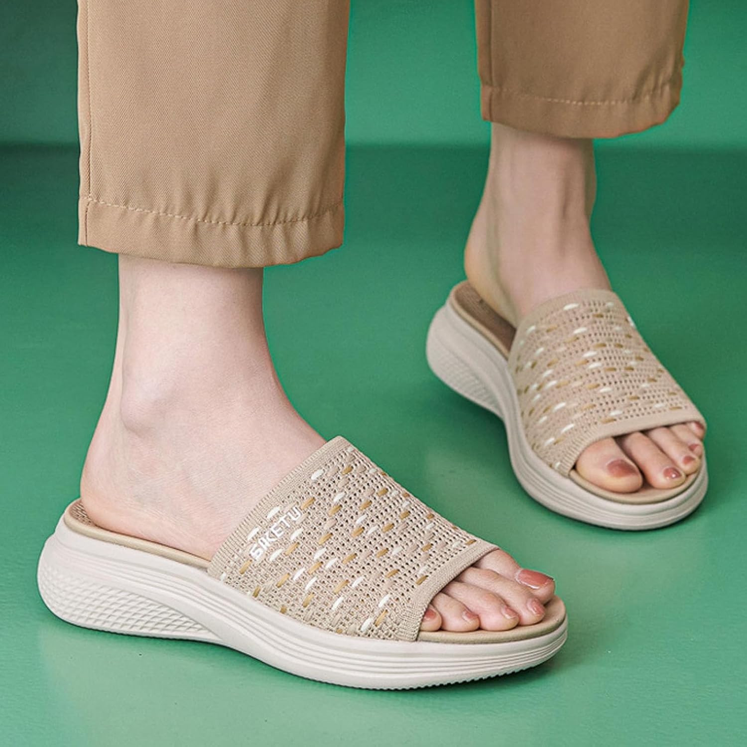 ZSpzx Women Platform Sandals,Breathable Ladies Dress Casual Shoe Summer Fashion Non-Slip Beach Vacation Slippers Indoor Outdoor Peep Toe Sport Sneakers Comfortable Slip-On Walking Footwear