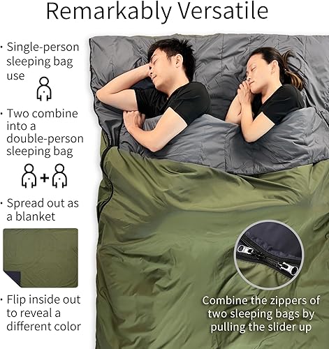 Miniatura 6 de Litume 1.6 lbs 720g, 68F-50F Sleeping Bag, Combinable Lightweight Packable Compact Portable for Adults, Double Sleeping Bag, for Backpacking,