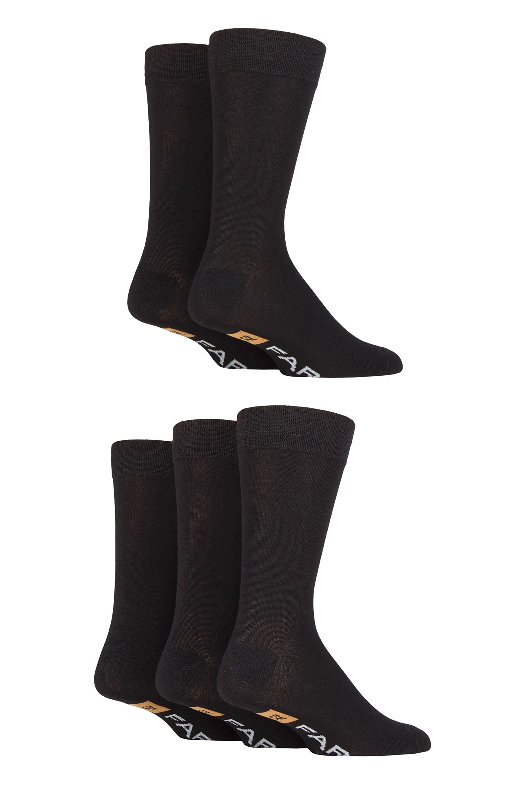 Farah Mens Classic Plain Bamboo Socks Pack of 5 Grey Marl/Charcoal Marl 6-11
