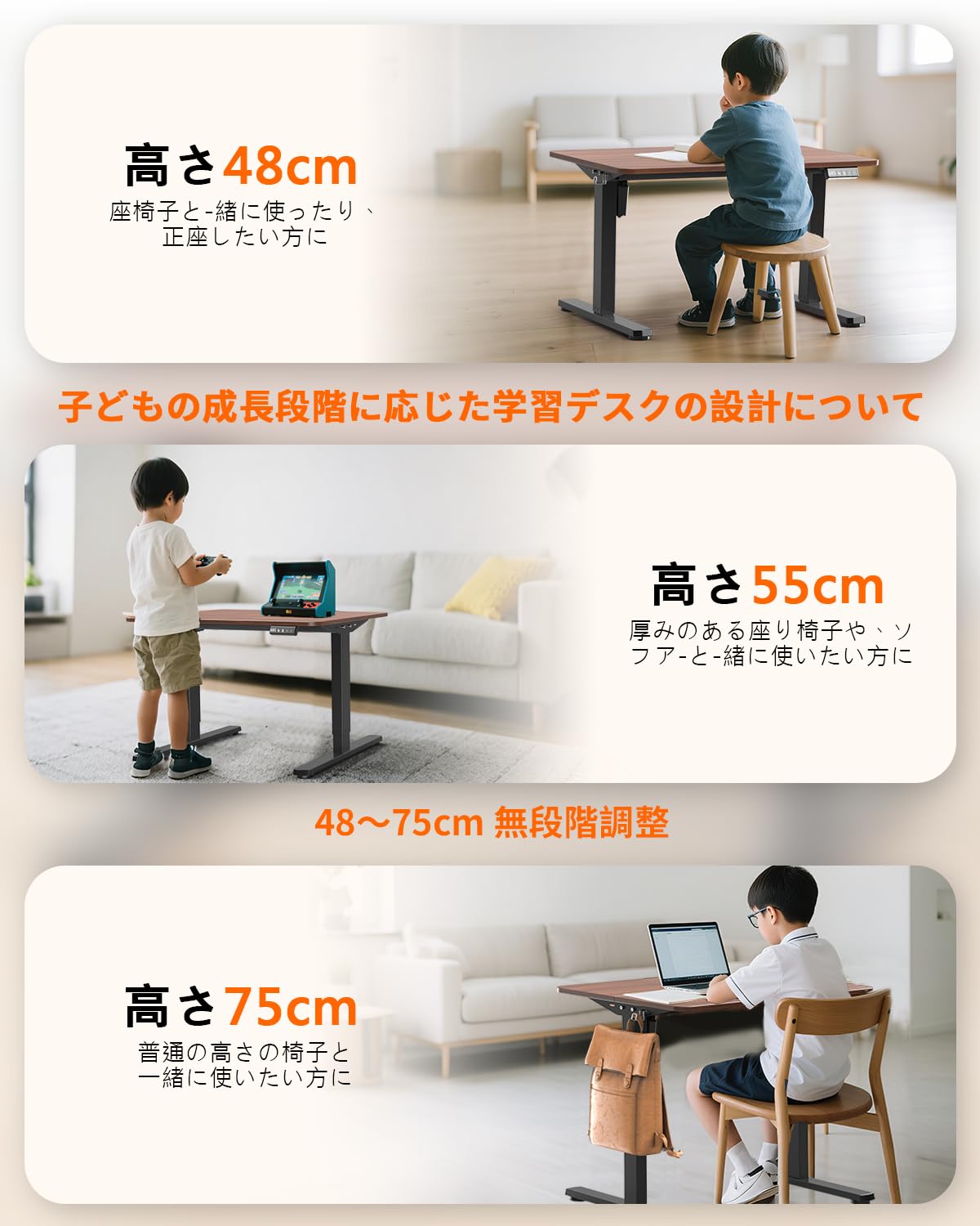 Amazon | Zontera 電動 昇降式ローデスク 高さ調整48-75cm ロータイプ