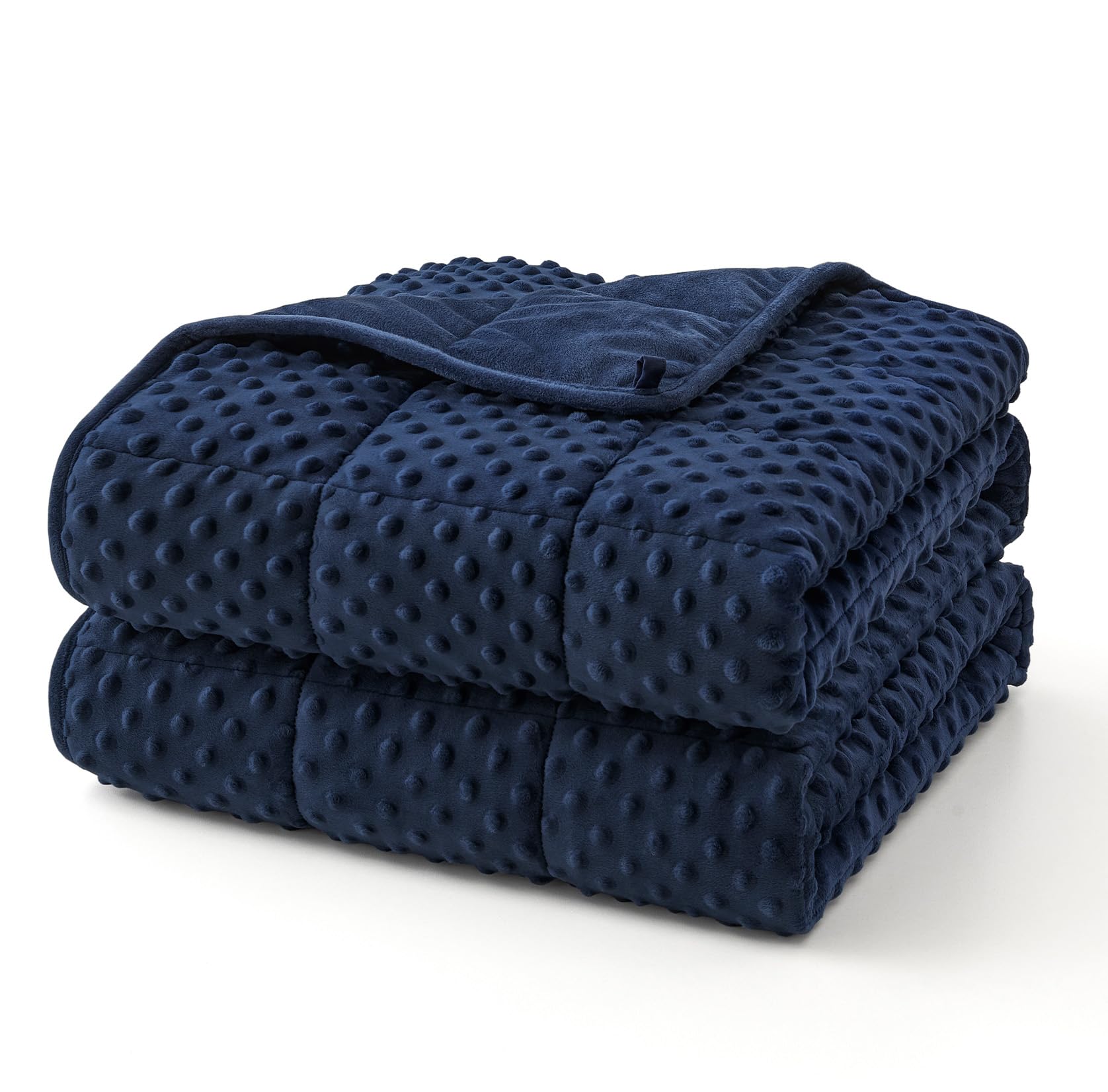 Topcee Weighted Blanket for Adults (20lbs 60"x80"), Minky Dots Heavy Blanket for 190-210lbs Sleeping, Soft, Cozy and Cooling Weighted Throw Blankets, Machine Washable, Blue