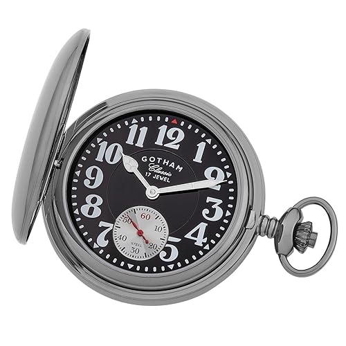 Men's Classic Gunmetal Plated Polished Case Double Hunter 17 Jewel