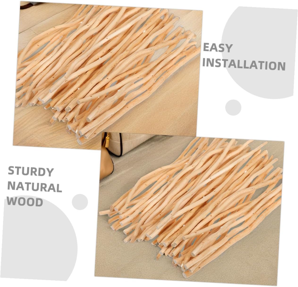 jojofuny Natural Wood Sticks Bundle 40cm 50 Pieces Unfinished Dried Twig Craft Sticks for DIY Rustic Home Decor Christmas Ornament Crafting Supplies