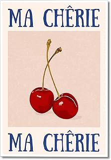 Yostyle Retro Funky Cherry Canvas Wall Art, Vintage 70s Red Blue Posters for Room Aesthetic, Trendy Preppy Cherry Picture ...