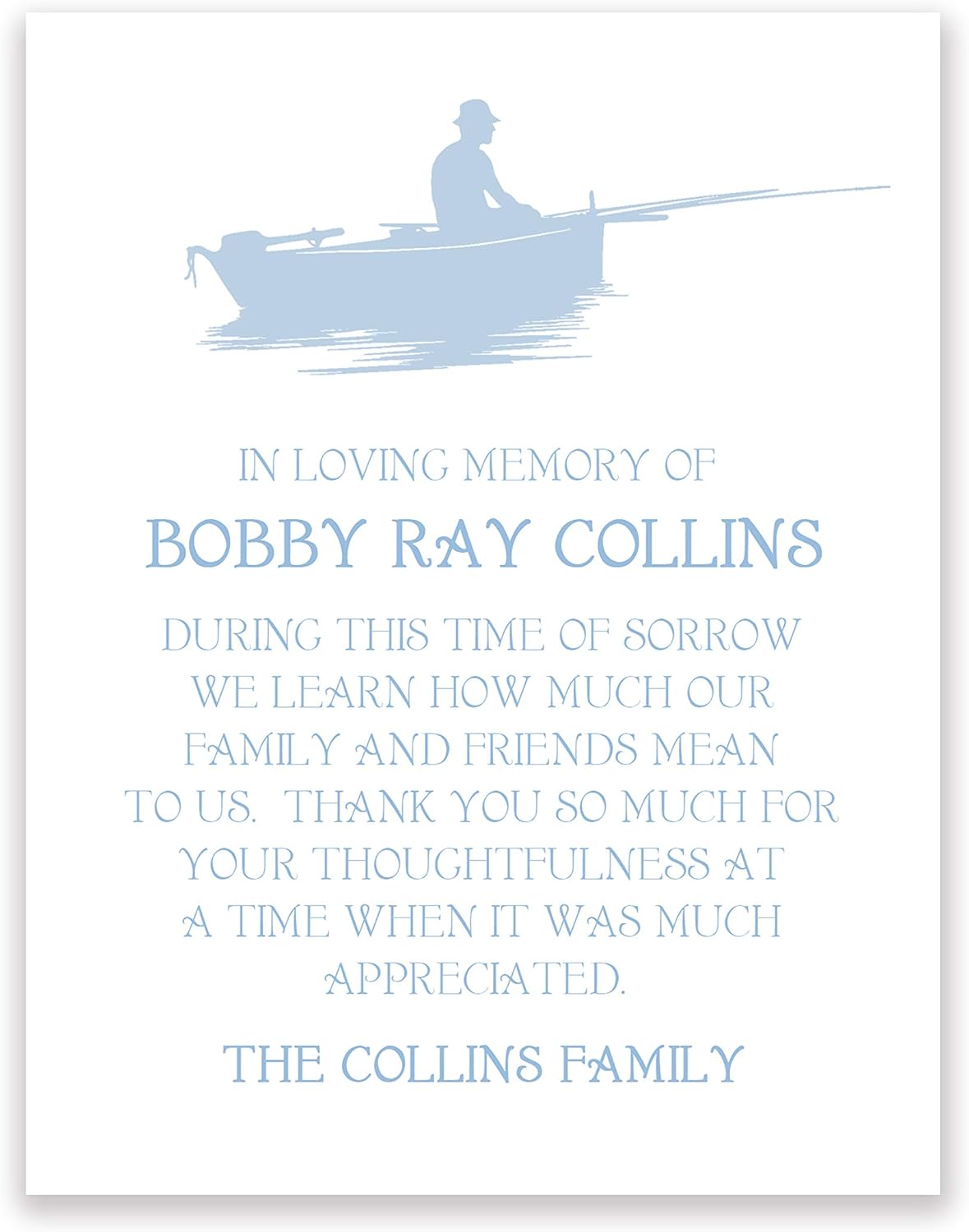 Sympathy Acknowledgement Cards, Funeral Thank You and Bereavement Notes Personalized Fishing Theme with Envelopes