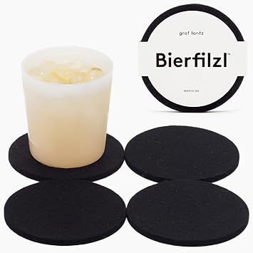 Graf Lantz - Bierfilzl Merino Wool Round Coasters Set of 4 - Black (4 Circles) - Absorbs 30% of Weight - German Wool - Heat Resistant, Sustainable, Reusable - Home Decor & Coffee Table Decor