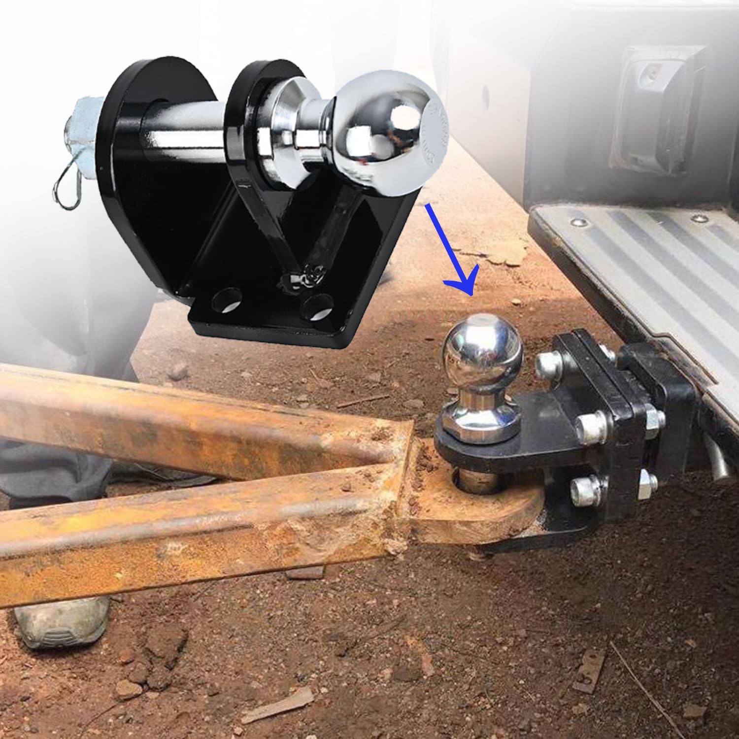 Enganche Remolque,Acoplamiento Mixto,Barra De Remolque Recta De Vástago Largo,Enganche De Remolque con Bola 50mm,para Todos Los Modelos De Vehículos,Cabezal Esférico De 70,8 Mm.