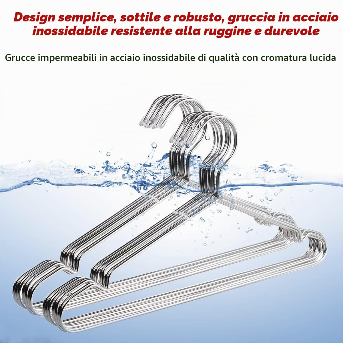 puersit Grucce Appendiabiti Acciaio Inossidabile 50 Piece, Salvaspazio, Non Scivola, Perfette per Appendere Magliette, Giubbini, Cappotti, Camicie e Maglioni