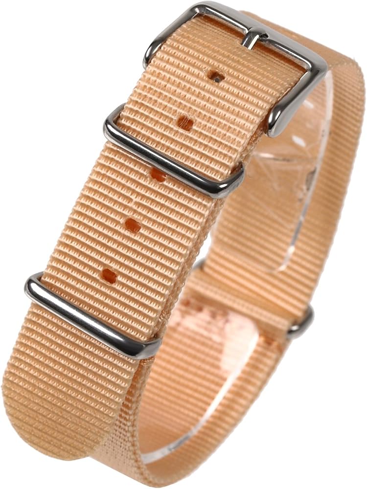 Amazon.co.jp: [ナットエムケイ] NATOベルト18mm ベージュ 肌色 時計