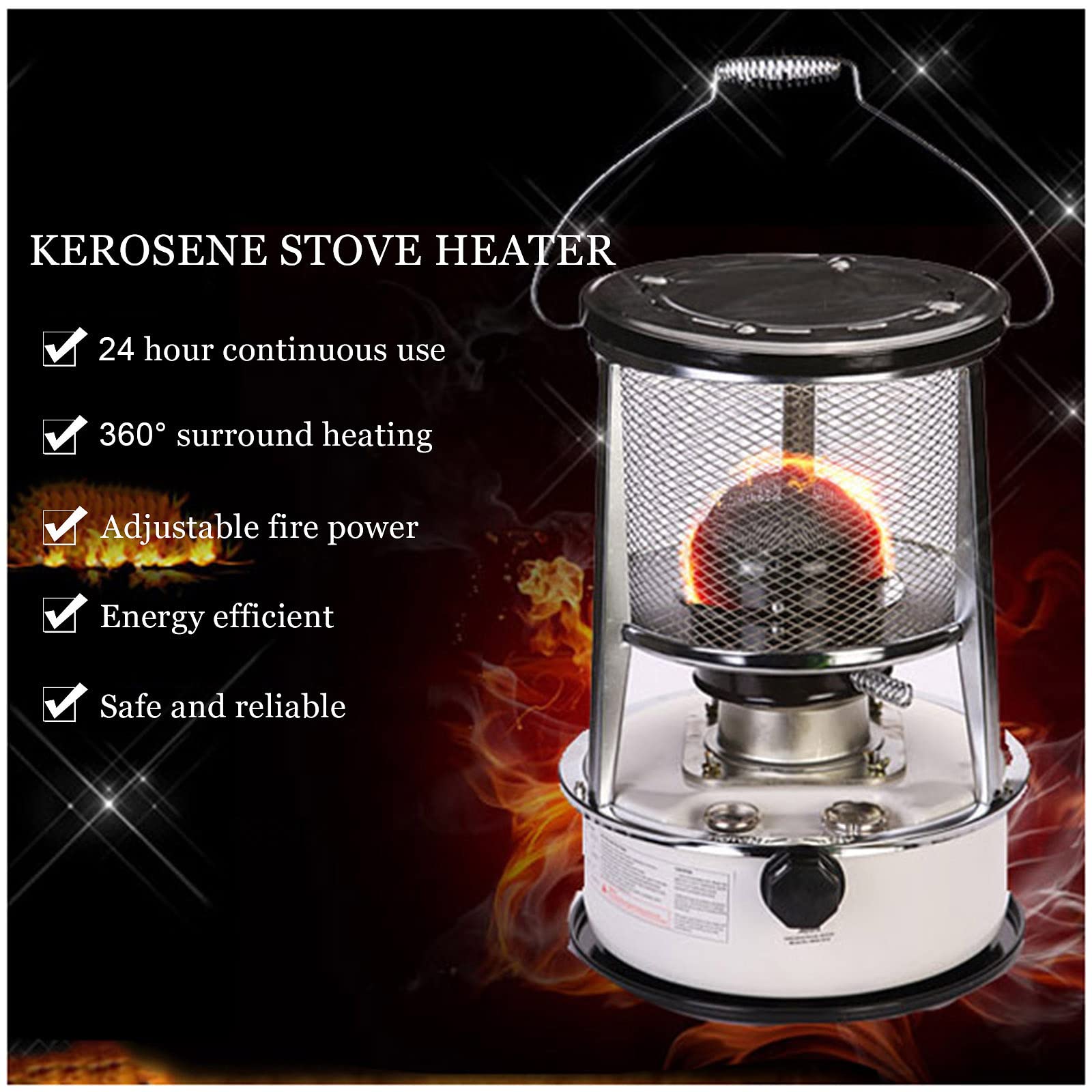 Estufa De Queroseno,Calentador De Estufa De Queroseno Universal,Quemador De Estufa De Queroseno Grande 4,6/6L,Calentador De Queroseno De Potencia De Fuego Ajustable,con Mecha,4.6Lred