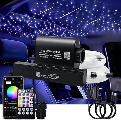Miniatura 10 de AKEPO Luces de fibra óptica RGBW de 16 W para automóvil y música en el hogar + kit de luces de techo con sensor de sonido con control remoto musical