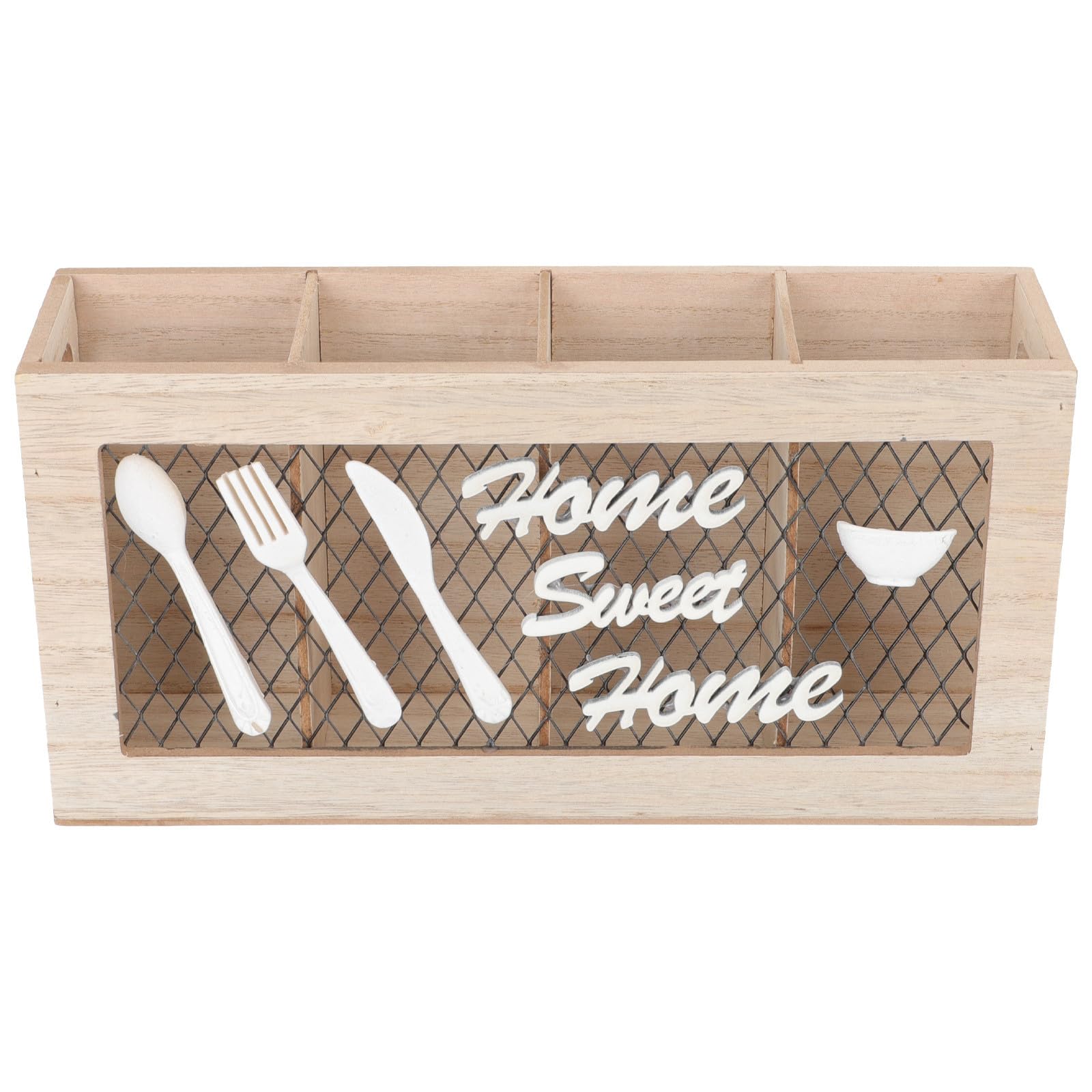 Support rangement couverts bois pour repas en terrasse et table