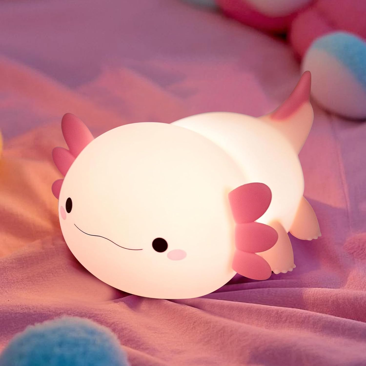 Axolotl Lamp,Cute Axolotl Night Light,Dimmable Silicone Animal Nursery Night Light,Adorable Rechargeable Squishy Novelty Bedside Touch Lamp,Baby Room Decor, Axolotl Gifts for Kids/Girls - Image 8