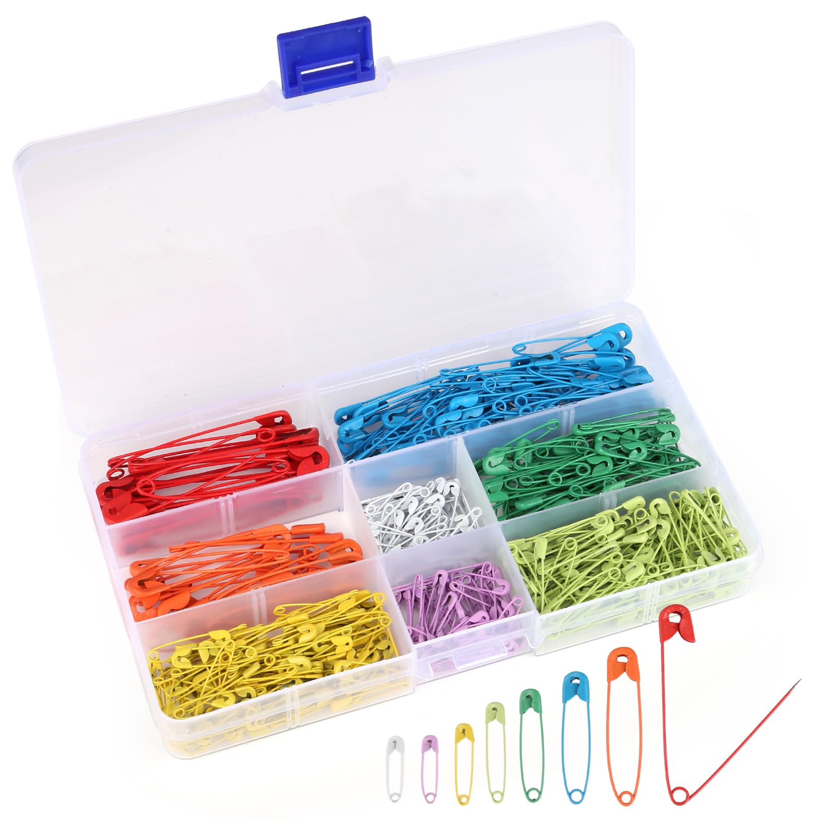 BetterJonny - 500 Spille Da Balia Colorate Mini 19 Mm Con Custodia, In Acciaio Inox Nichelato Per Cucito E Fai Da Te