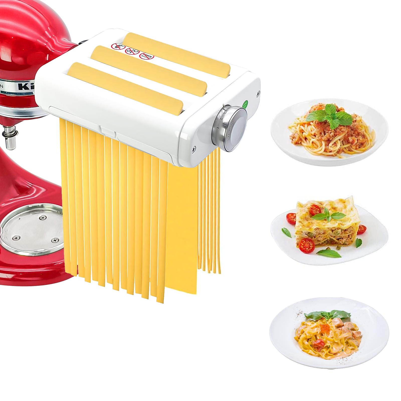 Attachement pour Machine à Pâtes Compatible Avec les Batteurs sur Socle Kitchen Aid Rouleau à Pâtes 3 en 1, Accessoires pour Machine à Nouilles