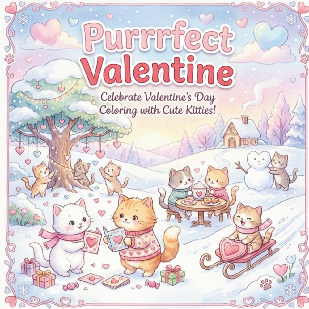 Purrrfect Valentine - Coloring Book: Celebrate Valentine's Day Coloring with Cute Kitties!