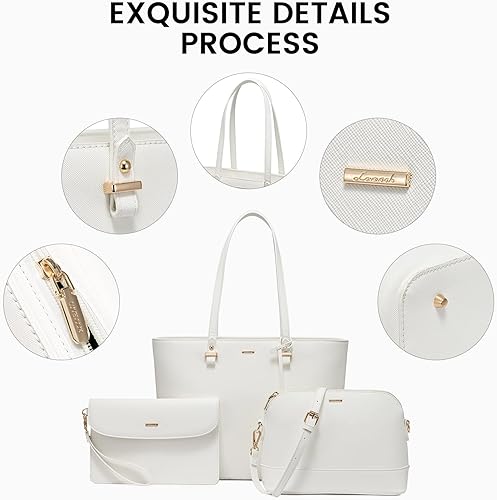 Miniatura 3 de LOVEVOOK Bolsos de mano para mujeres, bolsos de hombro, bolso tote, bolso satchel, bolso hobo, conjunto de bolso de 3 piezas