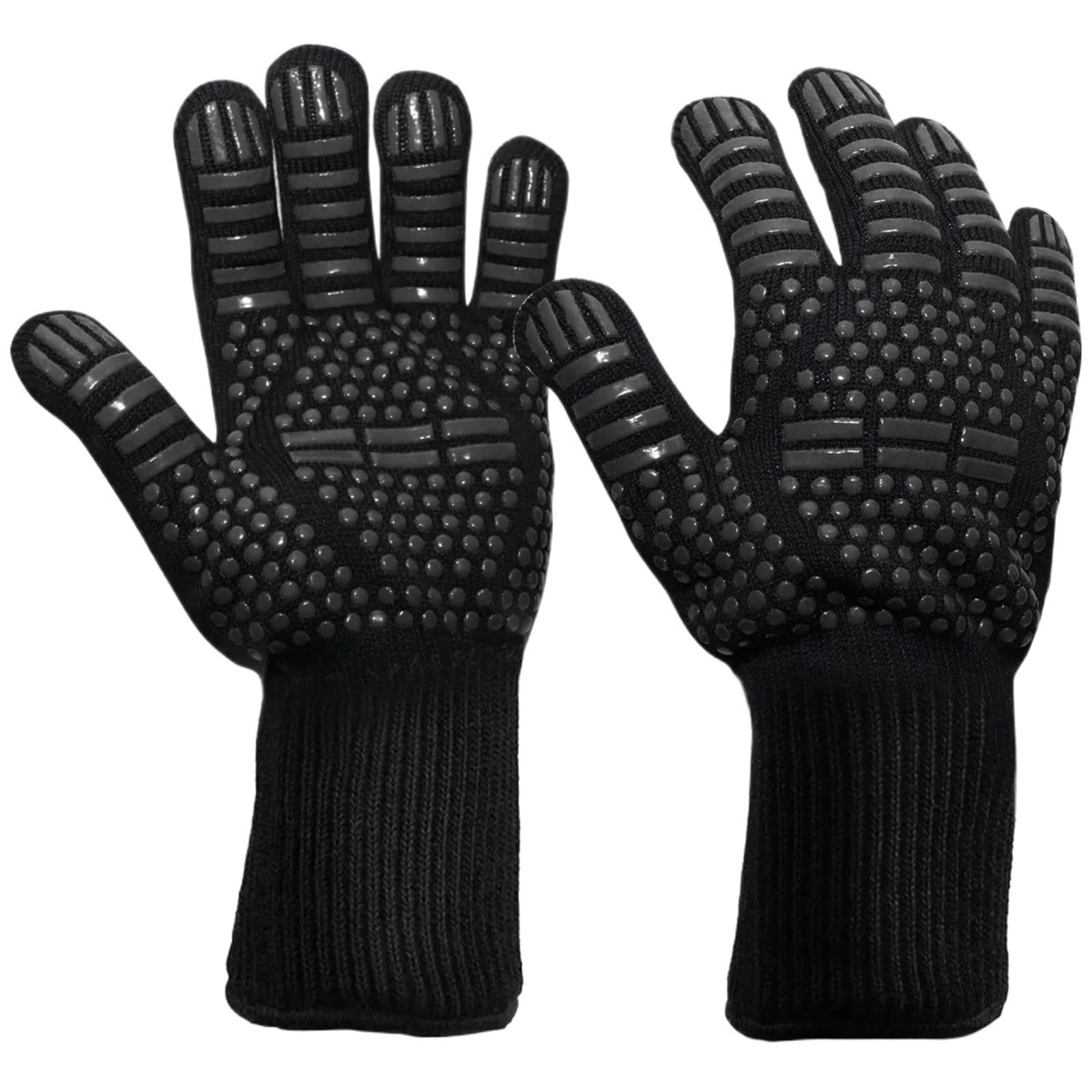 1 paio guanti da forno antiscivolo ignifughi guanti da forno resistenti al calore estremo 300-500 gradi centigradi ritardanti di fiamma barbecue guanti da fuoco Per Cucina(Black)