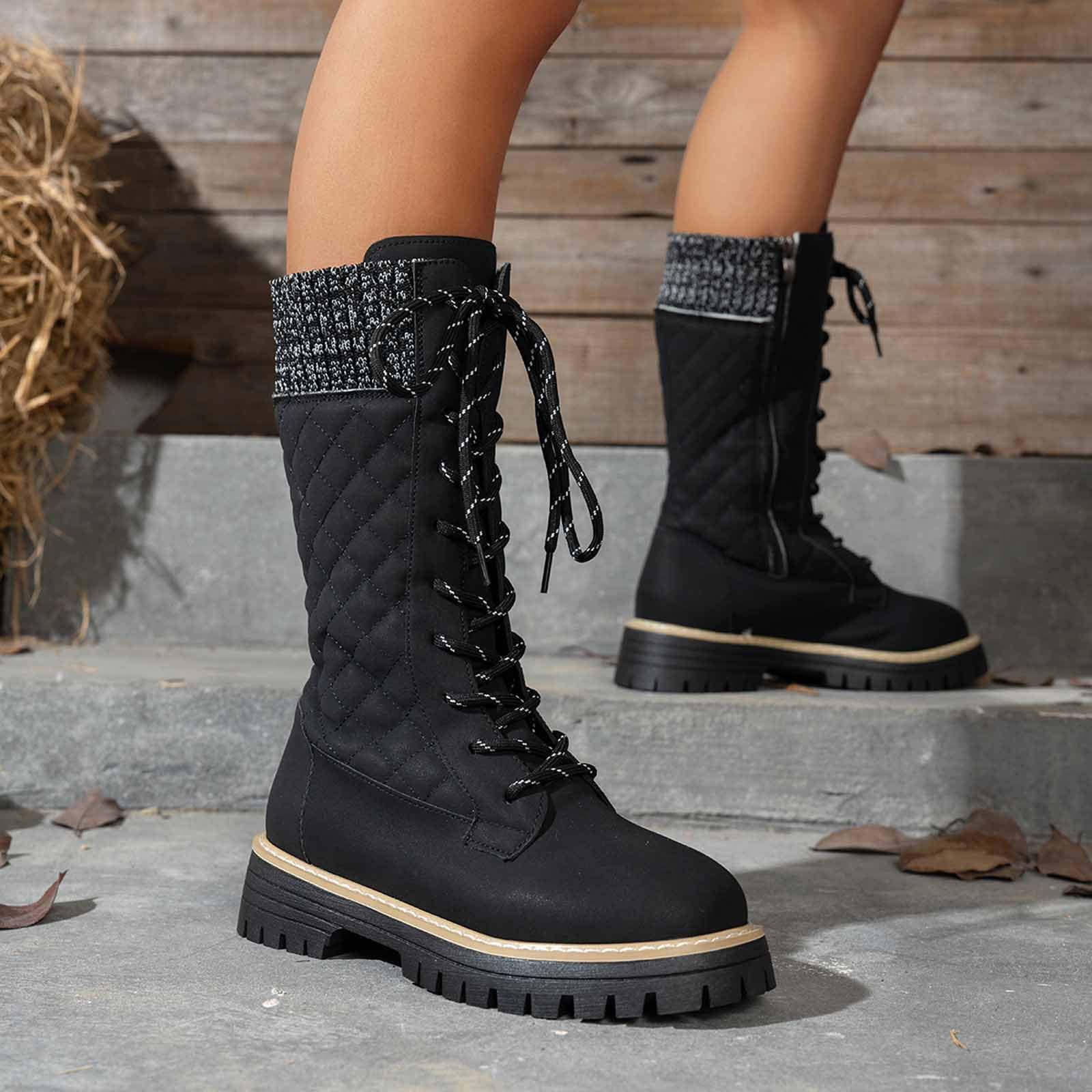 Generico Scarponi Neve Donna Impermeabili Calde Antiscivolo Scarpe Da Neve Dopo Sci Con Fodera Imbottiti Stivali Scarponi Termiche Stivaletti Invernali Doposci Snow Boots Per All'acqua Trekkin