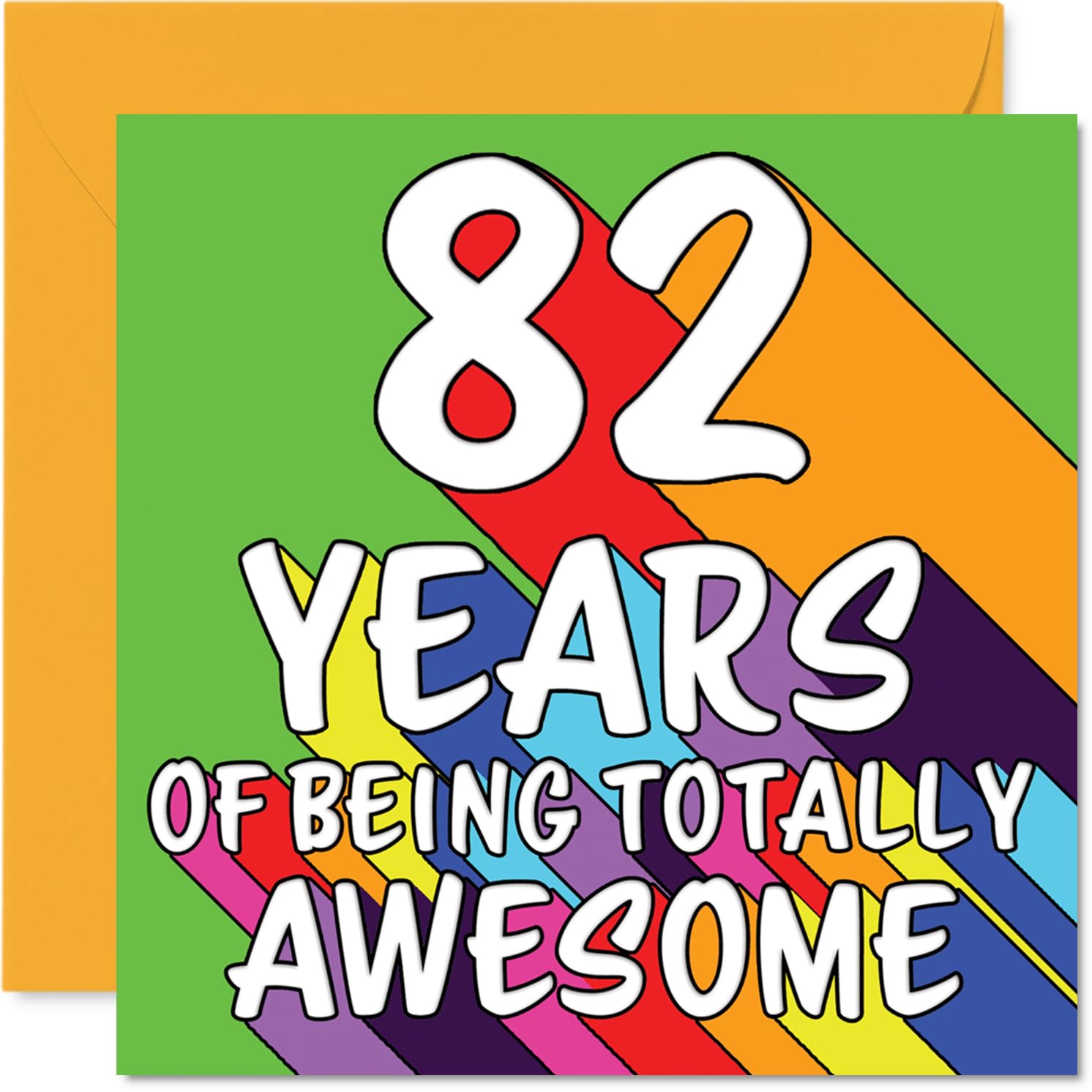 82nd Birthday Cards for Men Women - Rainbow Awesome - Happy Birthday Card for 82 Year Old Man Woman Uncle Wife Auntie Grandad, 145mm Bday Greeting Cards