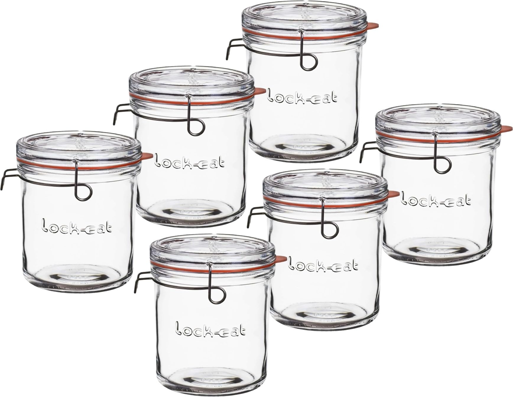 Emilja Lock-Eat Einkochglas 750ml - Einkochglas mit Bügelverschluss - 6 Stück