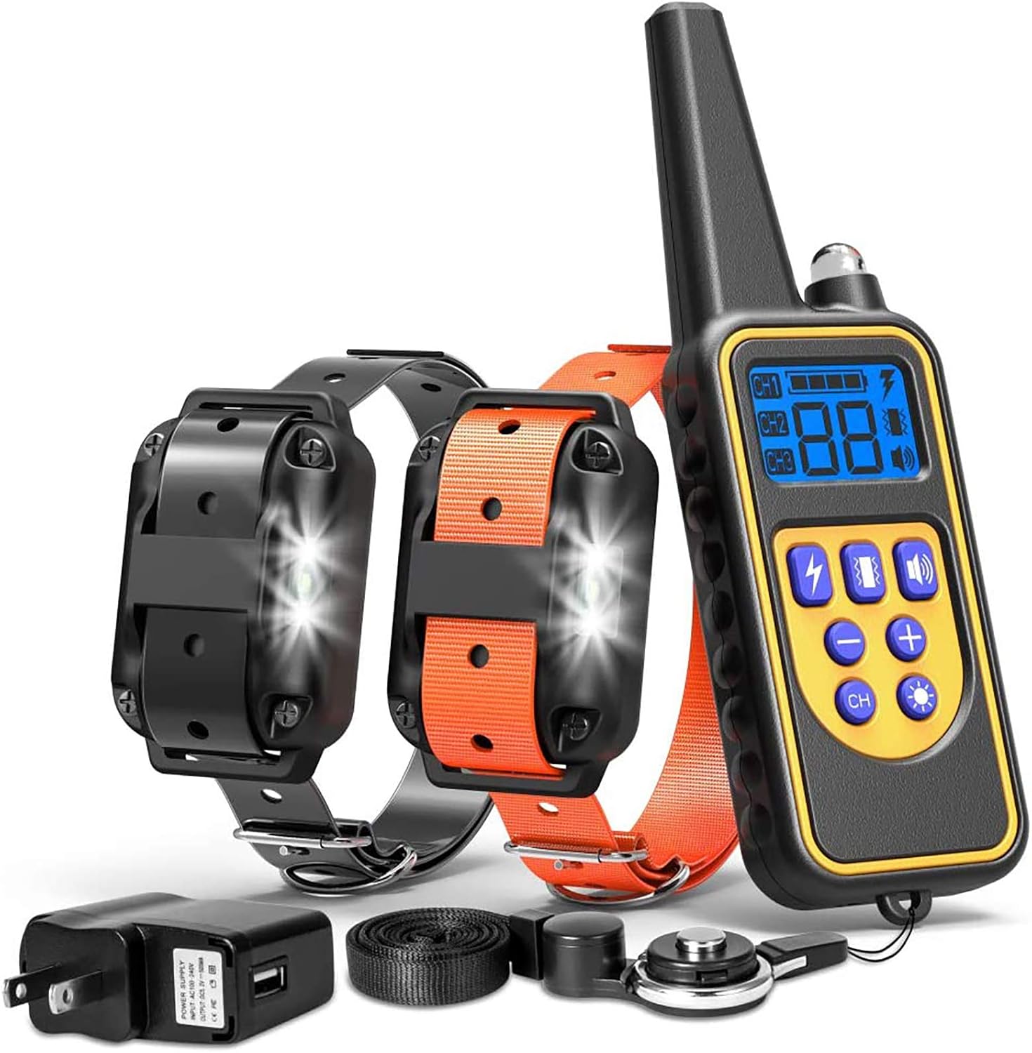 Cambond Dog Shock Collar for 2 Dogs, 2600ft Range Waterproof Dog Training Collar with Remote Electronic Dog Collar for Medium and Large Dog with 4 Training Modes Light Static Shock Vibration Beep