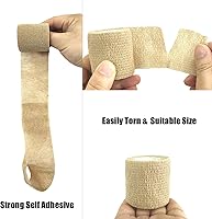 Vista 45 de Baisunt Paquete de 6 vendajes cohesivos de 1 pulgada, cinta autoadhesiva autoadhesiva autoadhesiva transpirable para muñeca, tobillo, deportes